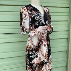 ZARA Ruffled Floral Print Dress with 3/4 Sleeves - Size Medium
